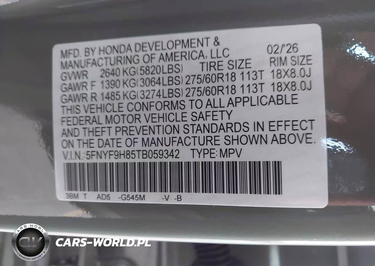 2026 Honda Passport Awd Trailsport Elite-Awd Trailsport Elite Blackout VIN:5FNYF9H85TB059342 - 9