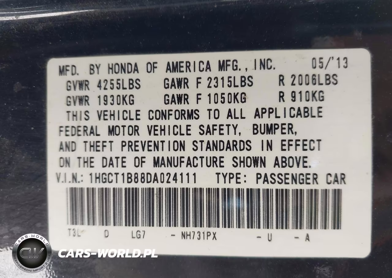 2013 Honda Accord Ex-L VIN:1HGCT1B88DA024111 - 9