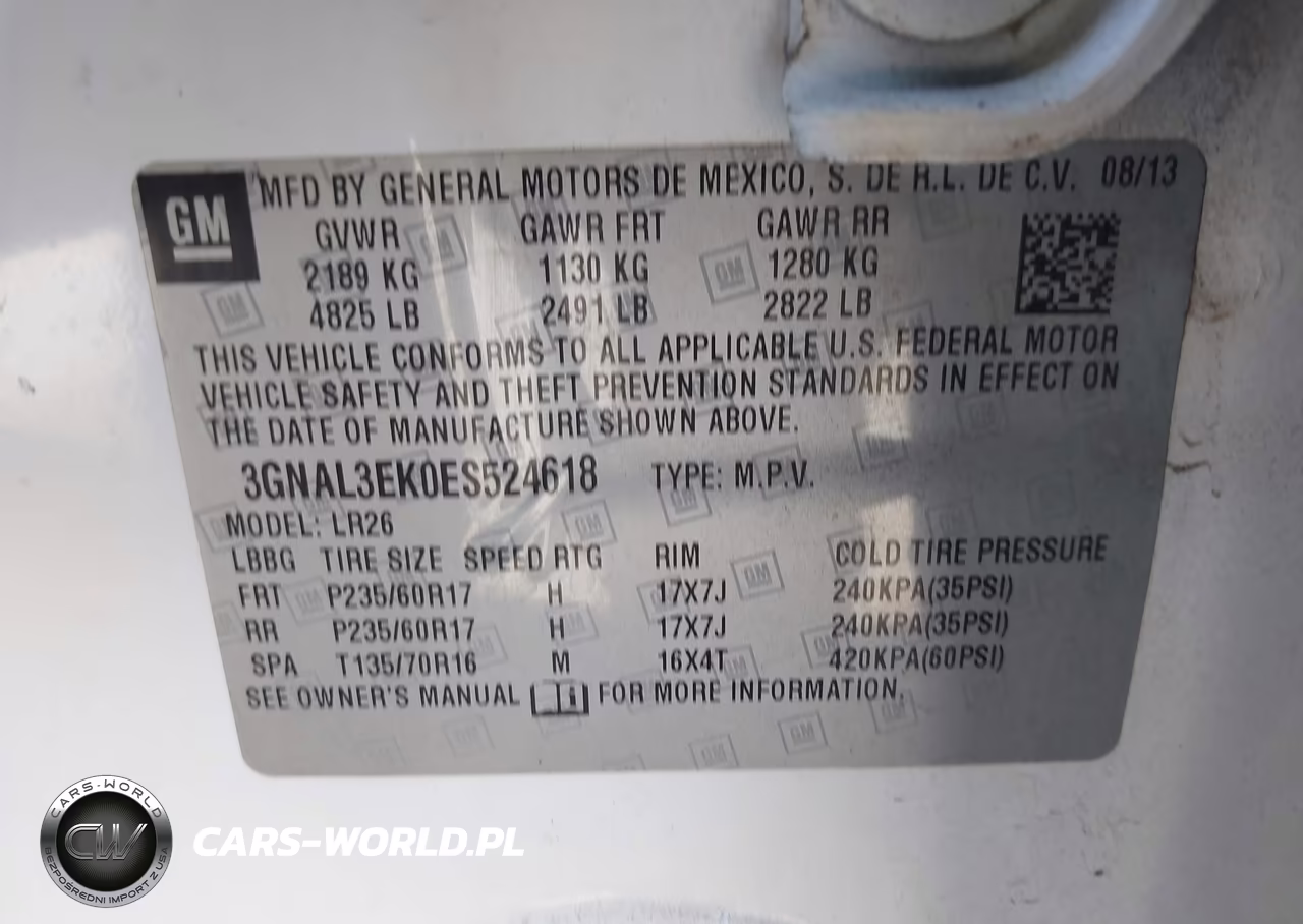 2014 Chevrolet Captiva Sport Lt VIN:3GNAL3EK0ES524618 - 9