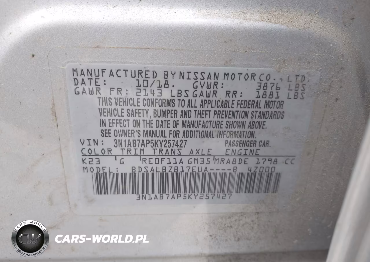 2019 Nissan Sentra S VIN:3N1AB7AP5KY257427 - 9