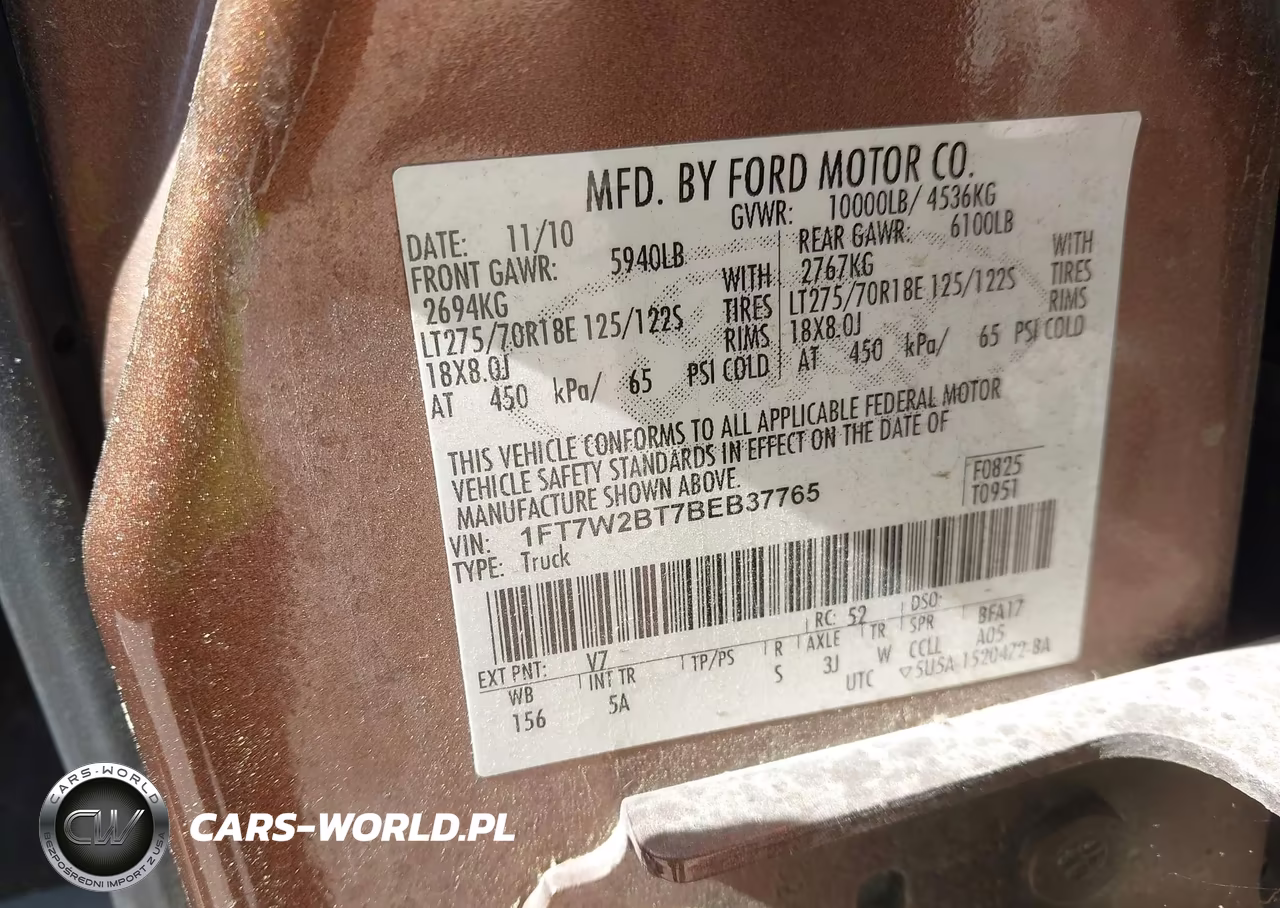 2011 Ford F-250 Lariat VIN:1FT7W2BT7BEB37765 - 8