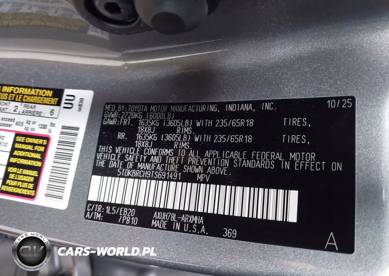 2026 Toyota Highlander Hybrid Xle VIN:5TDKBRCH9TS691491 - 9