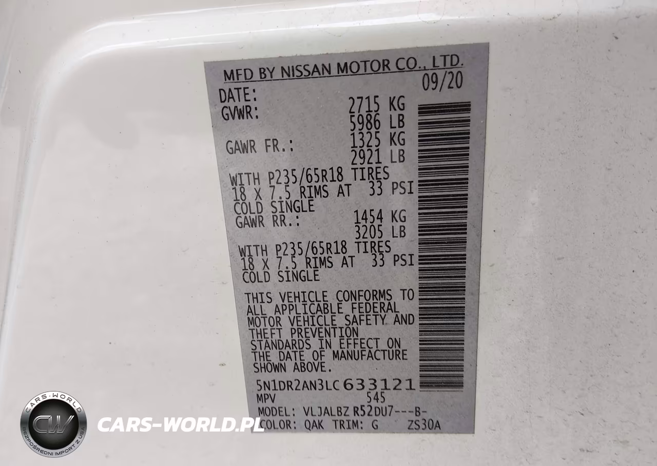 2020 Nissan Pathfinder S 2Wd VIN:5N1DR2AN3LC633121 - 9