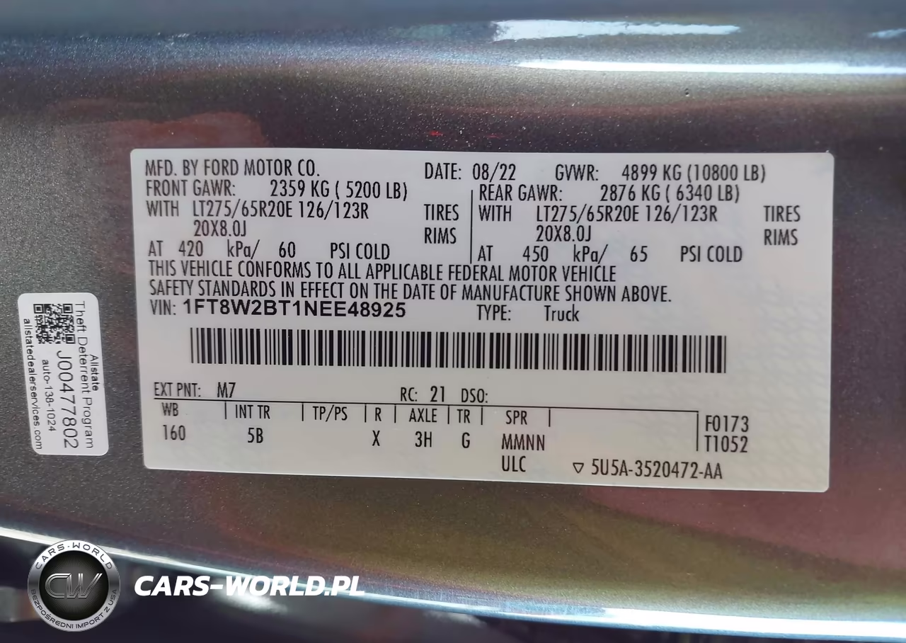 2022 Ford F-250 Lariat VIN:1FT8W2BT1NEE48925 - 8