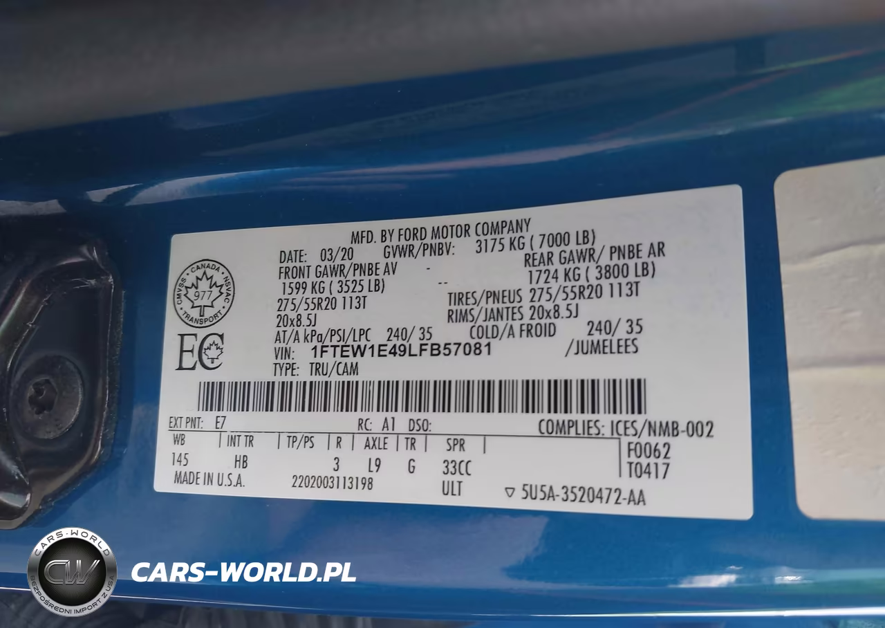 2020 Ford F-150 Lariat VIN:1FTEW1E49LFB57081 - 9