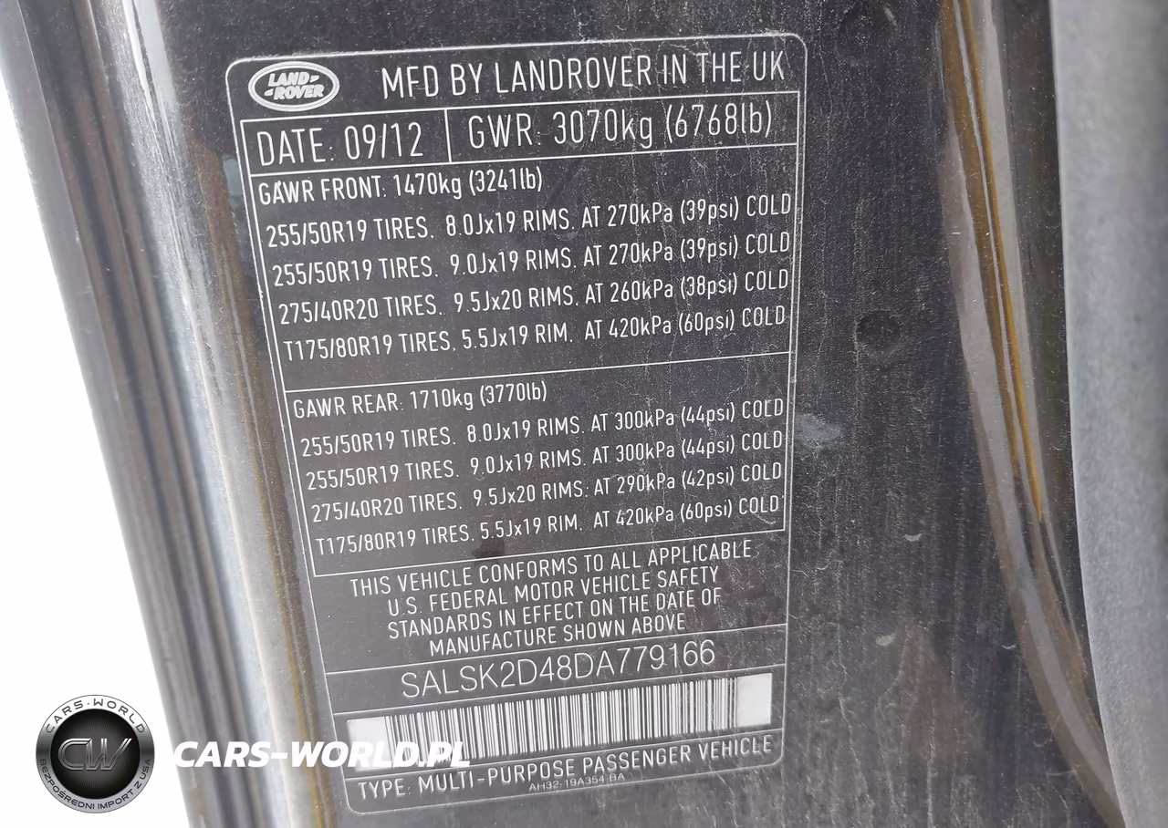 2013 Land Rover Range Rover Sport Hse VIN:SALSK2D48DA779166 - 9