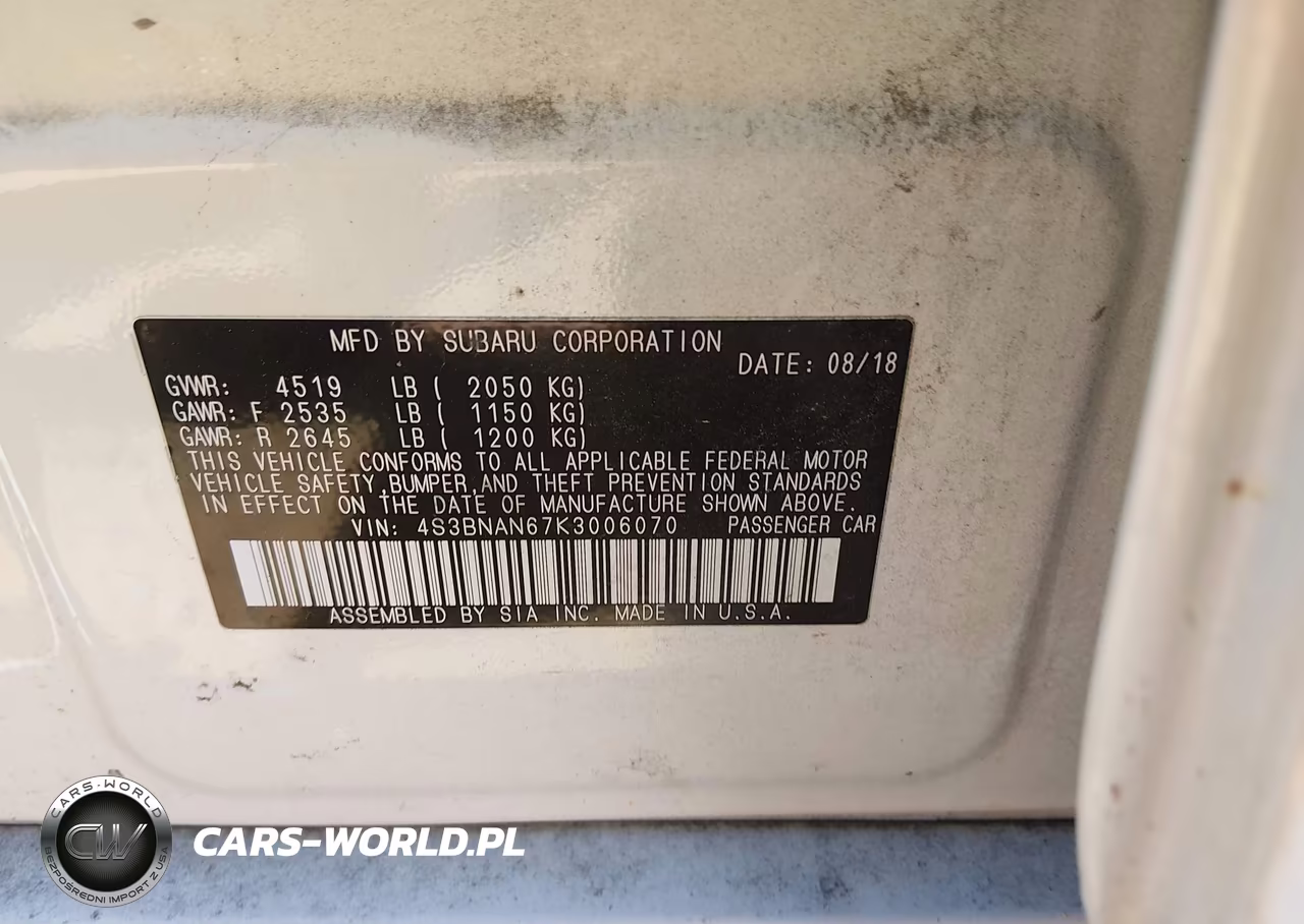2019 Subaru Legacy 2.5I Limited VIN:4S3BNAN67K3006070 - 9