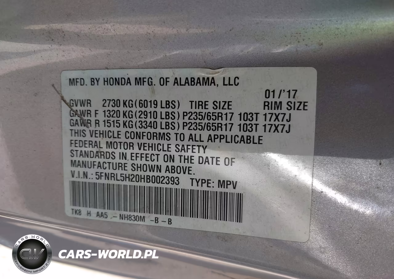 2017 Honda Odyssey Lx VIN:5FNRL5H20HB002393 - 9
