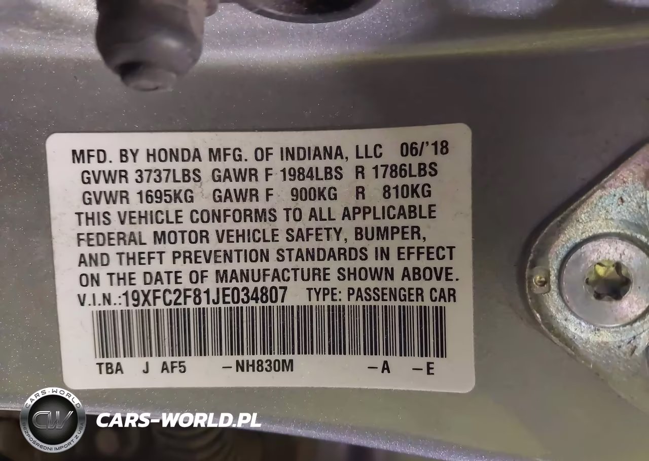 2018 Honda Civic Ex VIN:19XFC2F81JE034807 - 9
