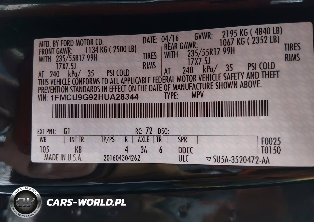 2017 Ford Escape Se VIN:1FMCU9G92HUA28344 - 9