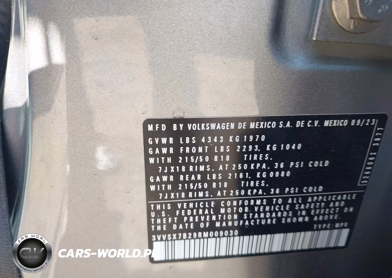 2024 Volkswagen Taos 1.5T Se VIN:3VVSX7B29RM009030 - 9