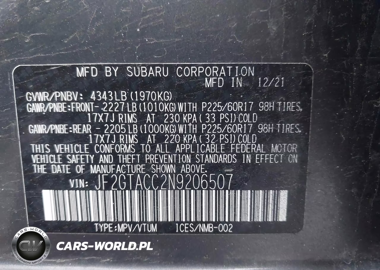 2022 Subaru Crosstrek Premium VIN:JF2GTACC2N9206507 - 9