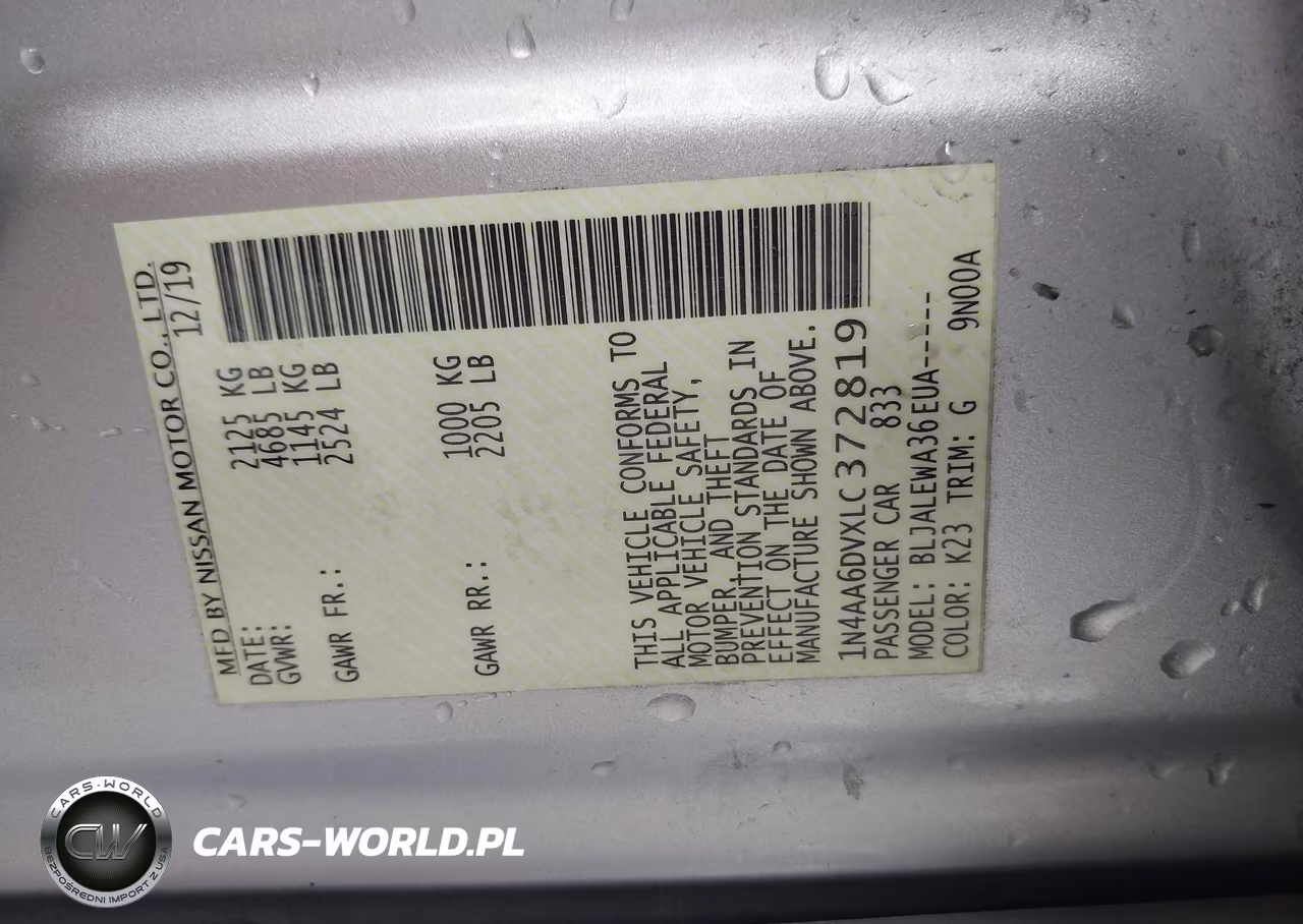 2020 Nissan Maxima Sl Xtronic Cvt VIN:1N4AA6DVXLC372819 - 9
