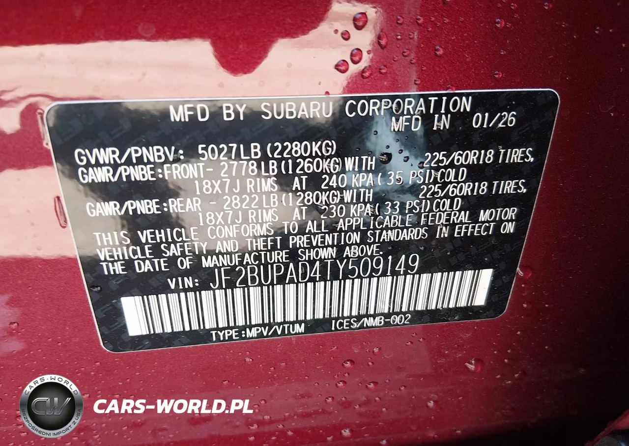 2026 Subaru Outback Premium VIN:JF2BUPAD4TY509149 - 9