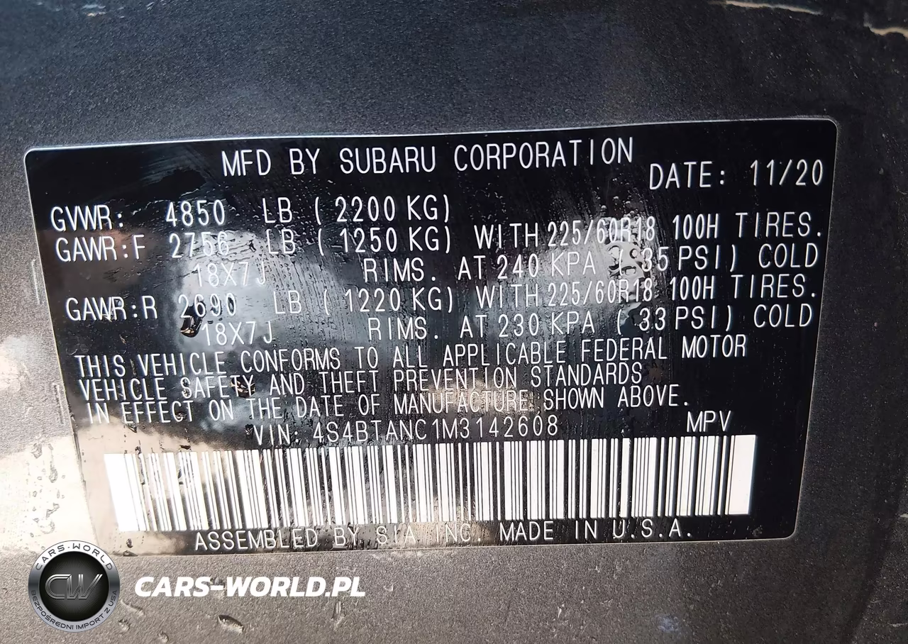 2021 Subaru Outback Limited VIN:4S4BTANC1M3142608 - 9