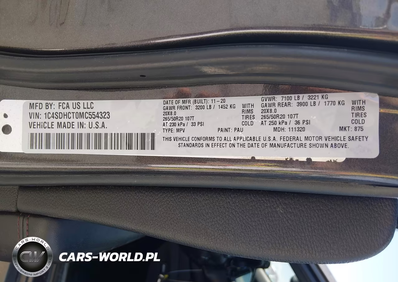 2021 Dodge Durango R-T Rwd VIN:1C4SDHCT0MC554323 - 9