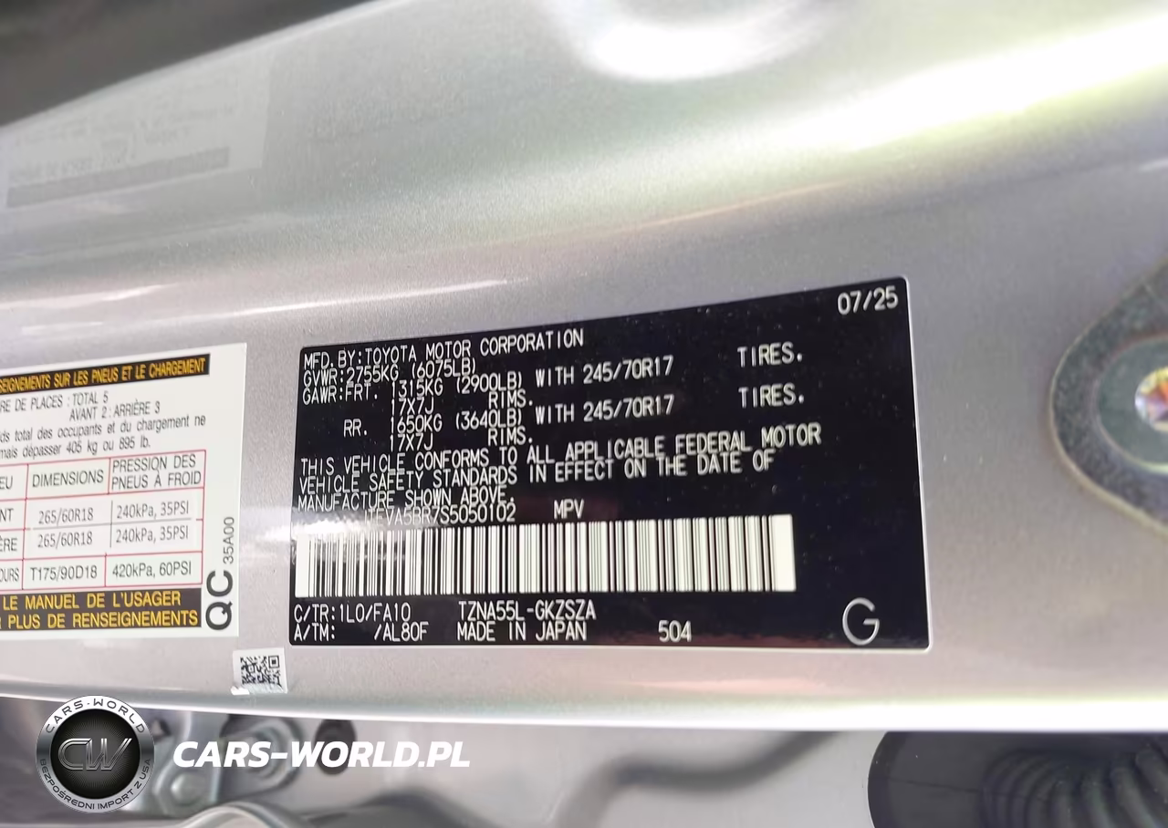 2025 Toyota 4Runner Sr5 VIN:JTEVA5BR7S5050102 - 9