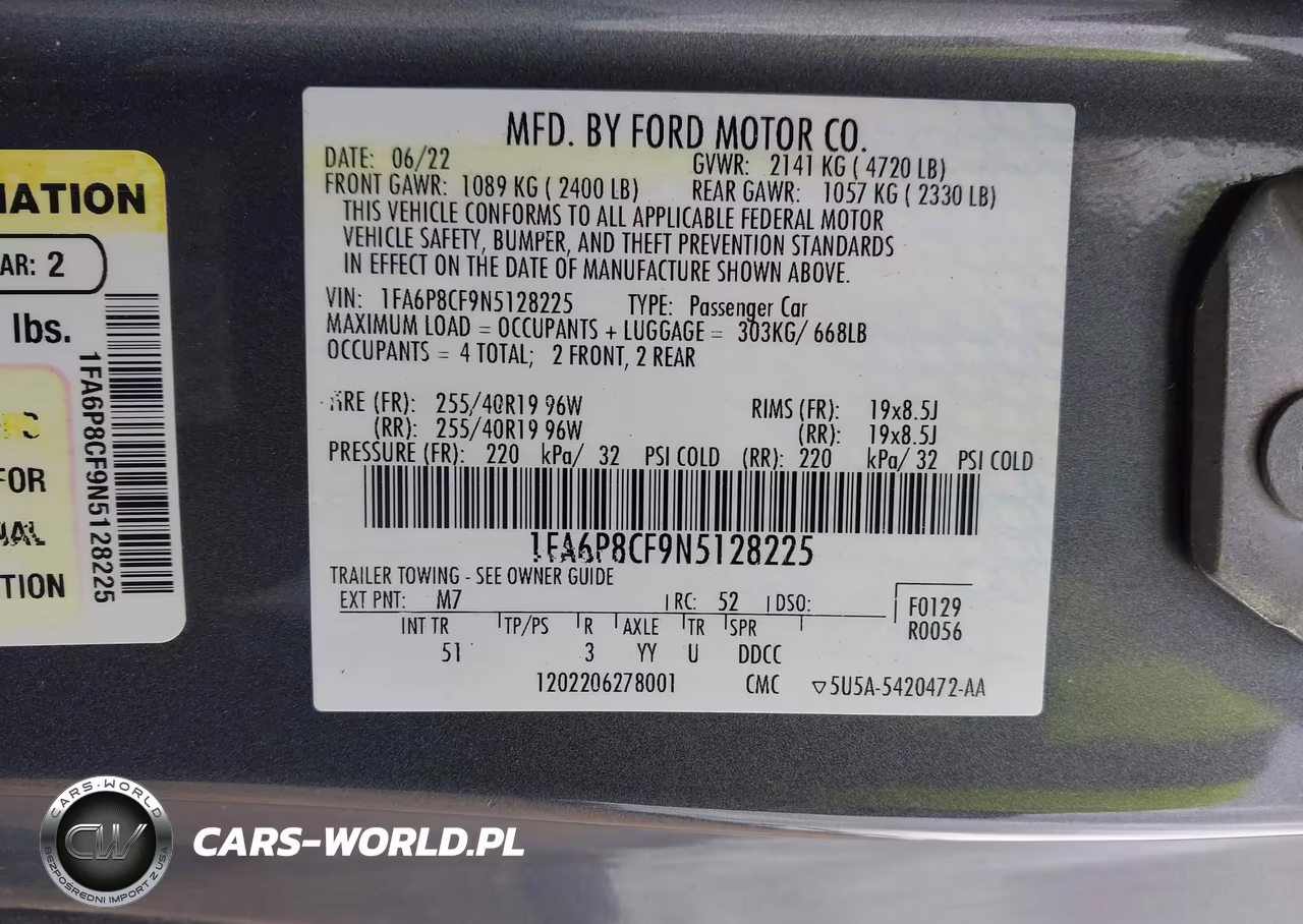 2022 Ford Mustang Gt Premium Fastback VIN:1FA6P8CF9N5128225 - 9