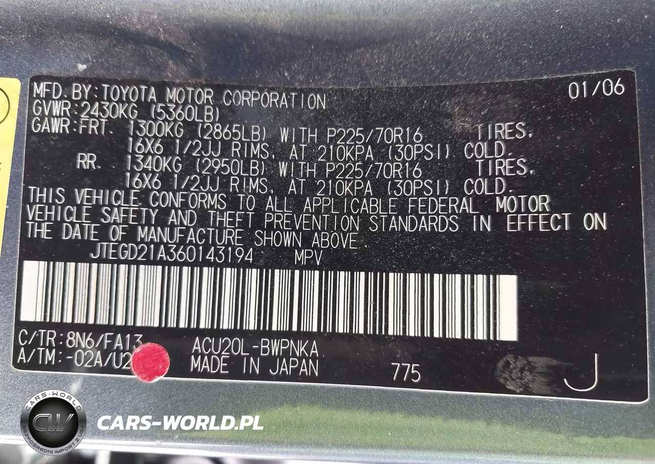 2006 Toyota Highlander VIN:JTEGD21A360143194 - 9
