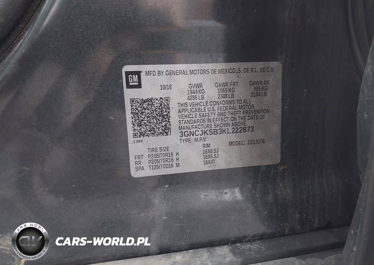2019 Chevrolet Trax Ls VIN:3GNCJKSB3KL222873 - 9