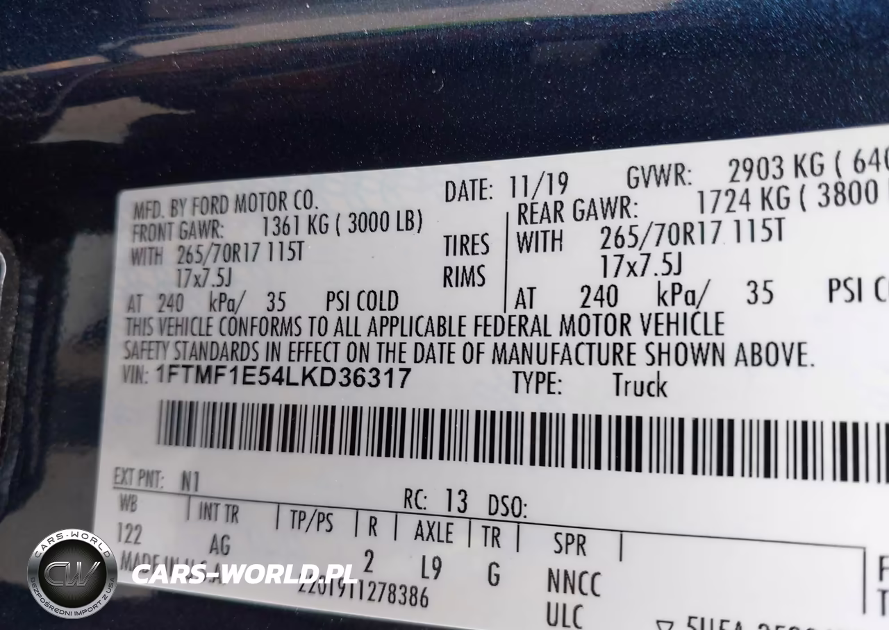 2020 Ford F-150 Xl VIN:1FTMF1E54LKD36317 - 9