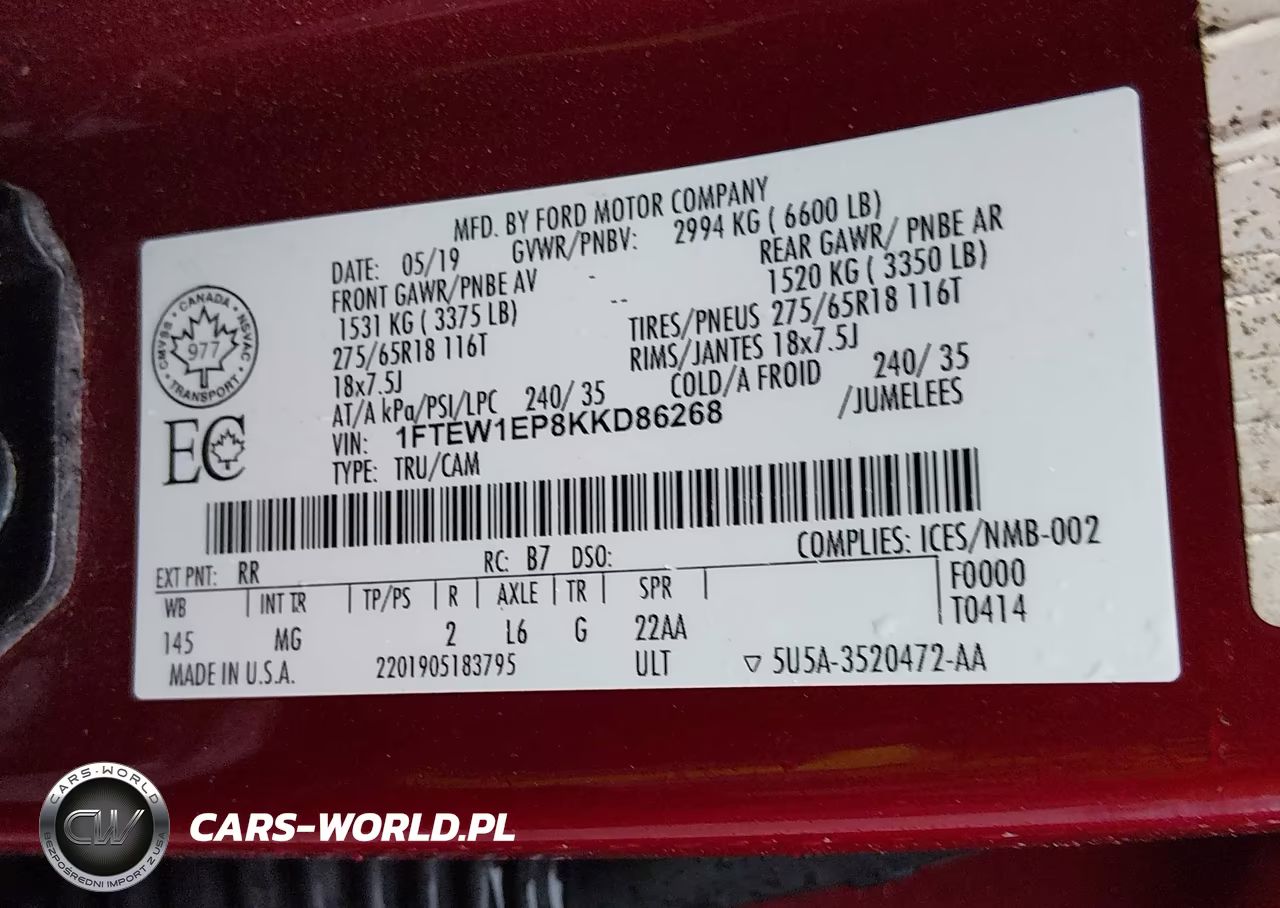 2019 Ford F-150 Xlt VIN:1FTEW1EP8KKD86268 - 9