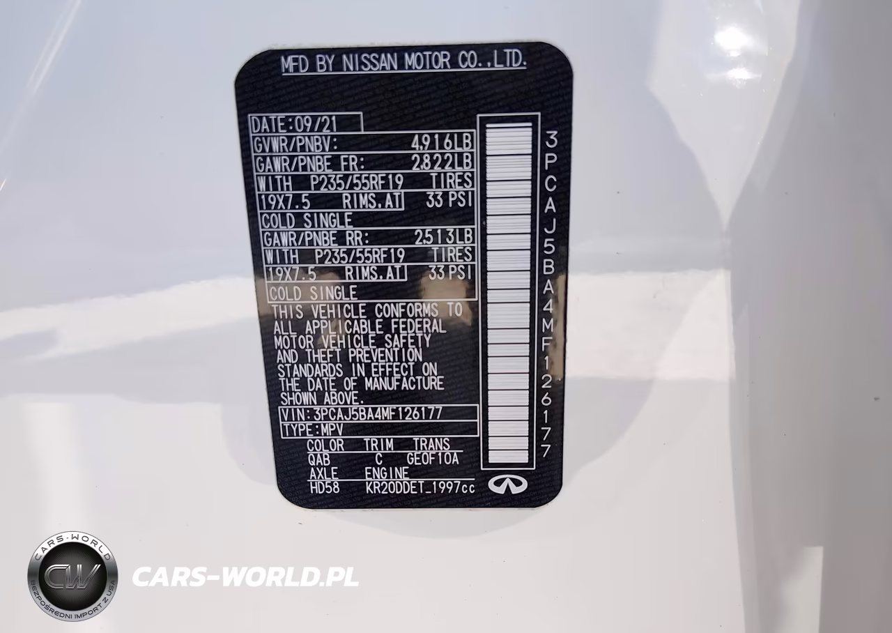 2021 Infiniti Qx50 Luxe VIN:3PCAJ5BA4MF126177 - 9