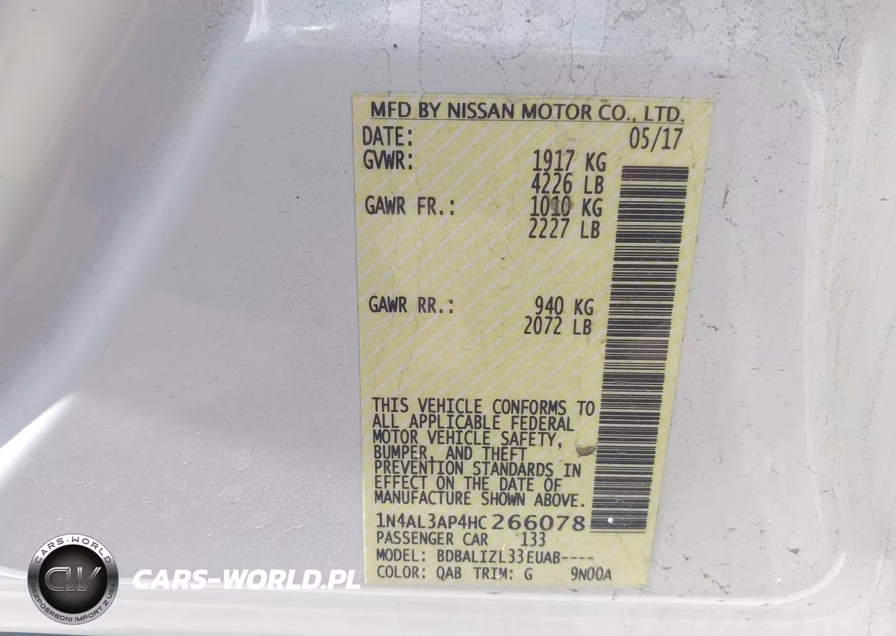2017 Nissan Altima 2.5 Sv VIN:1N4AL3AP4HC266078 - 9