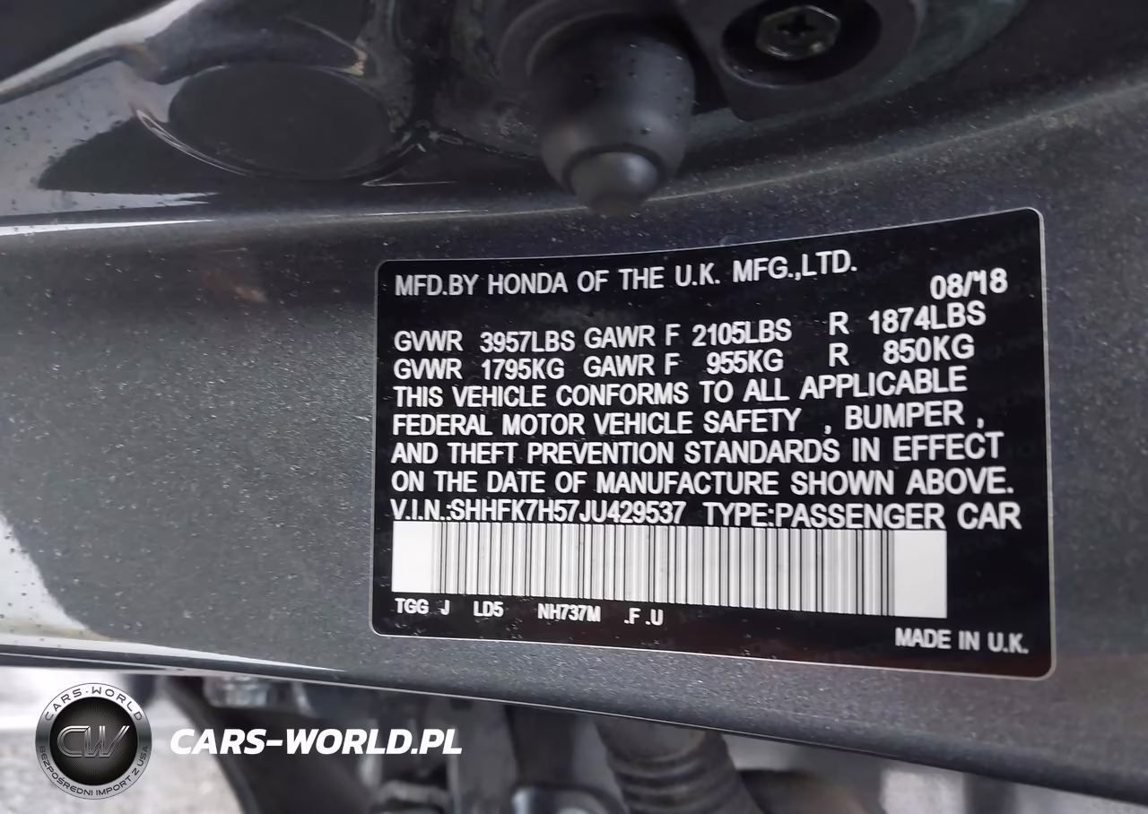 2018 Honda Civic Ex VIN:SHHFK7H57JU429537 - 9