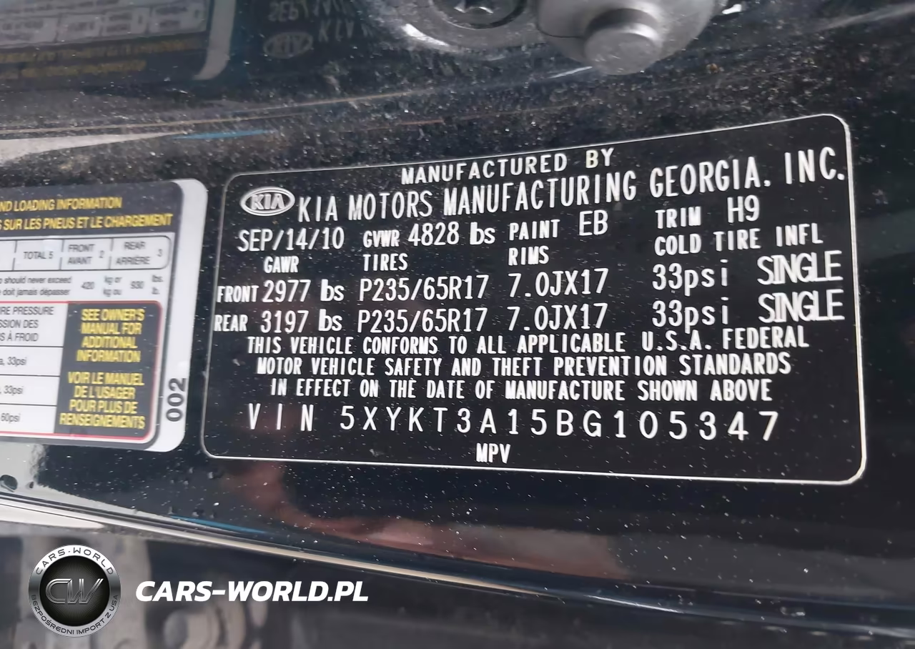 2011 Kia Sorento Lx VIN:5XYKT3A15BG105347 - 9