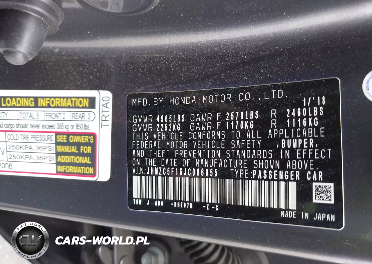 2018 Honda Clarity Plug-In Hybrid VIN:JHMZC5F16JC006055 - 9
