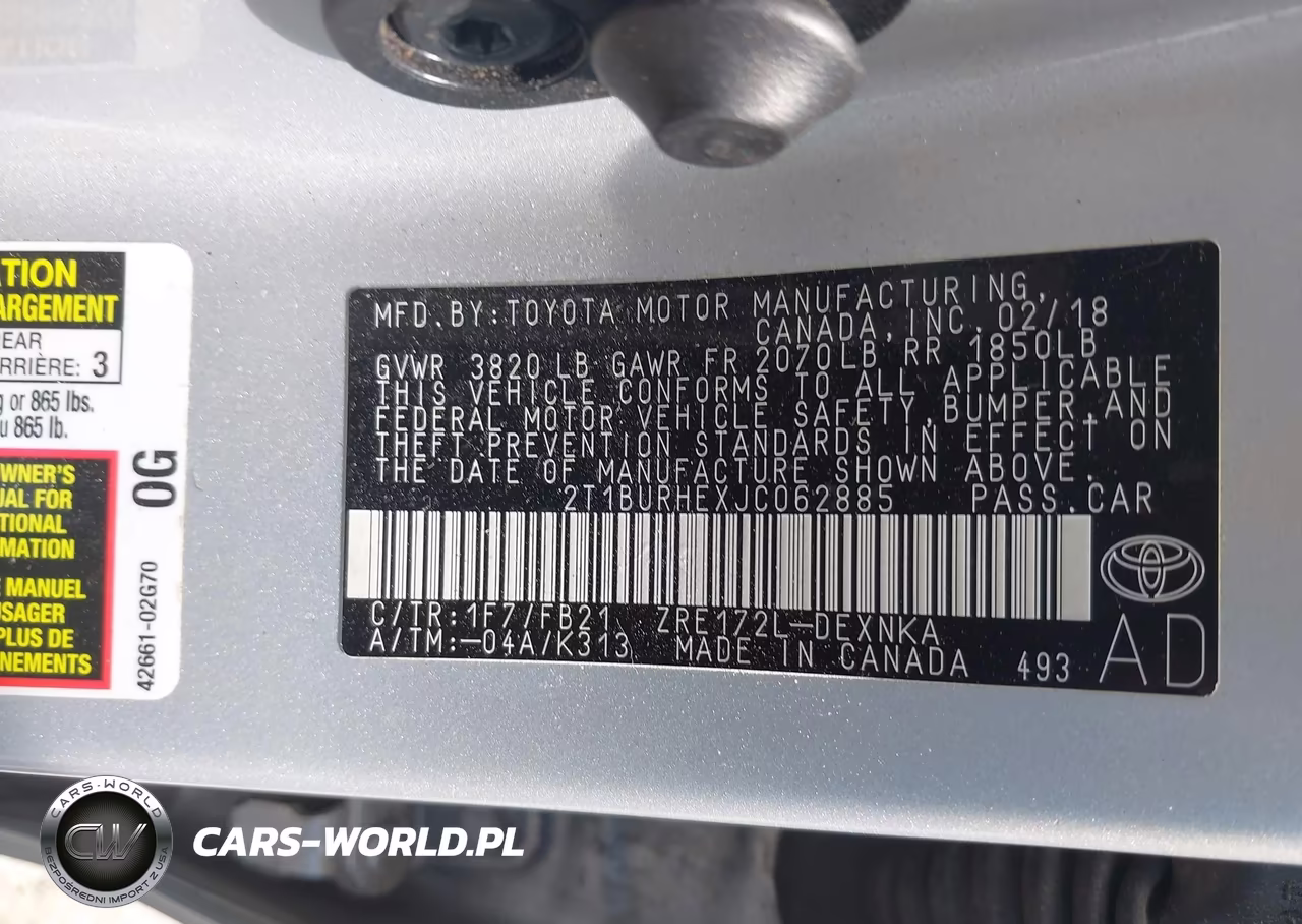 2018 Toyota Corolla Le VIN:2T1BURHEXJC062885 - 9