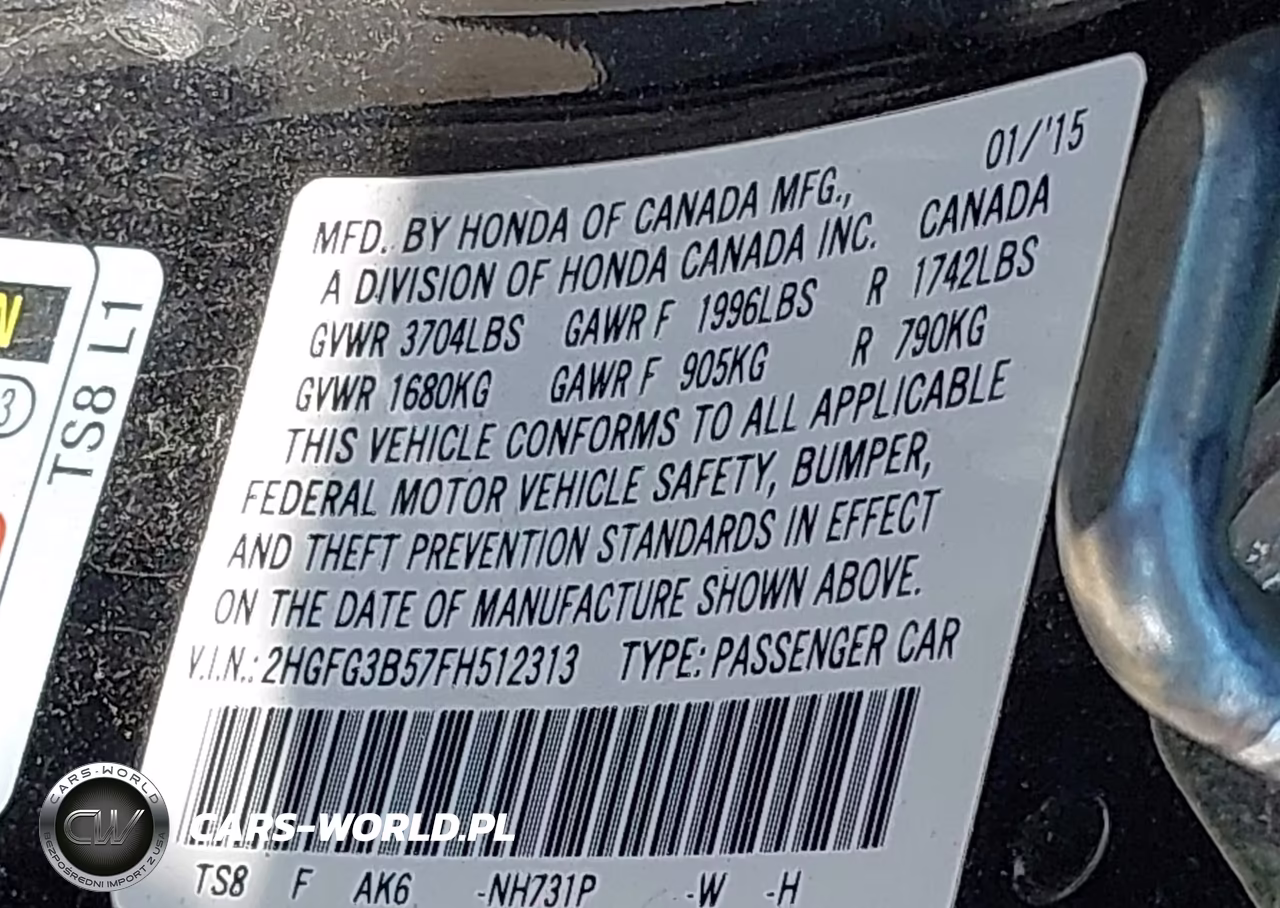 2015 Honda Civic Lx VIN:2HGFG3B57FH512313 - 9