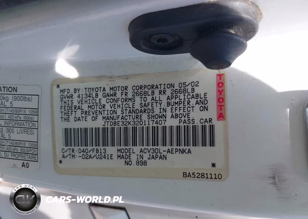 2002 Toyota Camry Le-Se-Xle VIN:JTDBE32K320117407 - 9