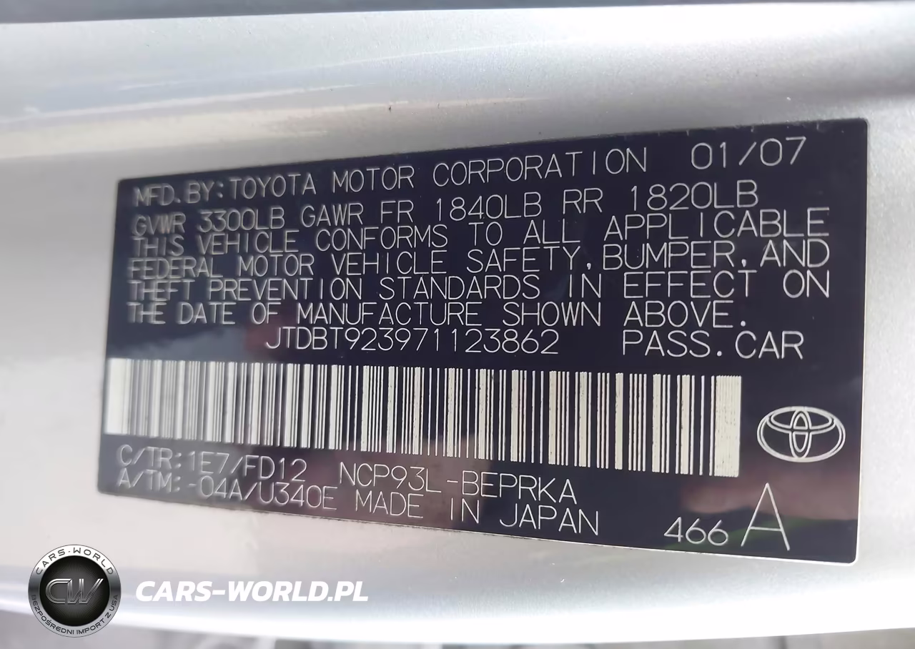 2007 Toyota Yaris VIN:JTDBT923971123862 - 9