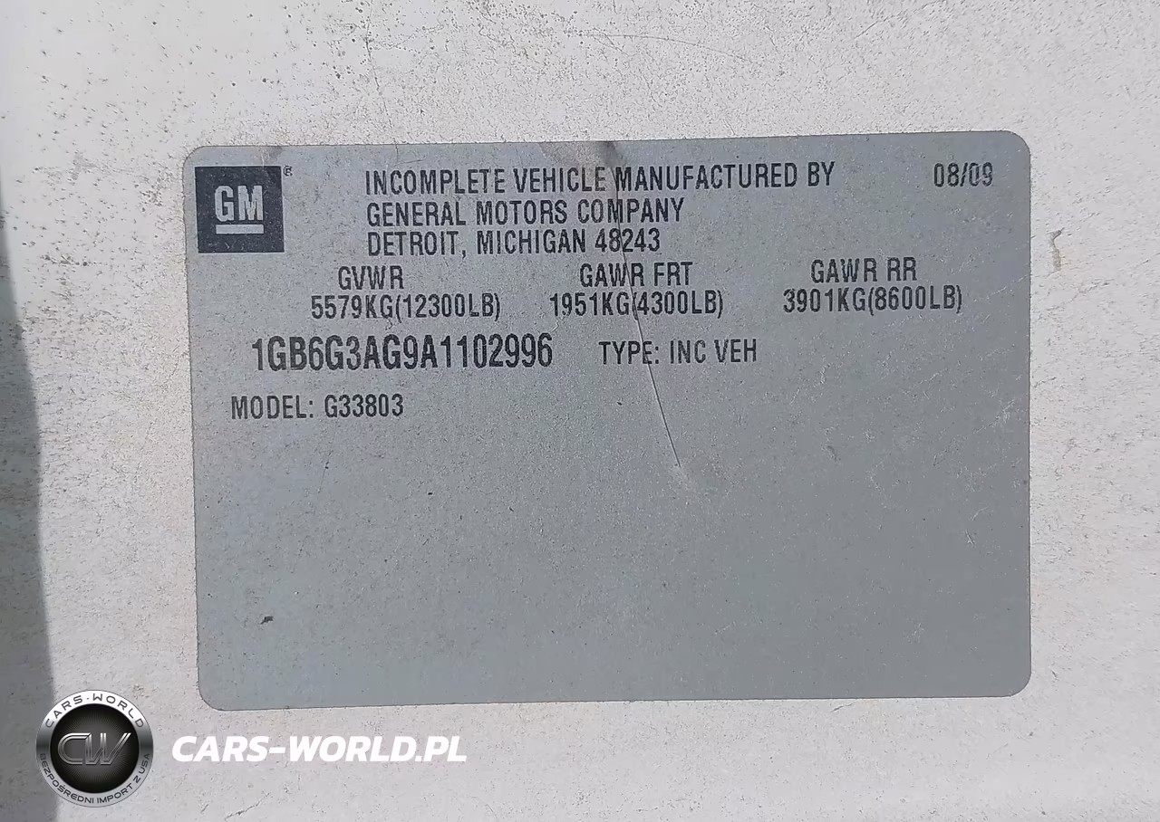 2010 Chevrolet Express Cutaway Work Van VIN:1GB6G3AG9A1102996 - 8