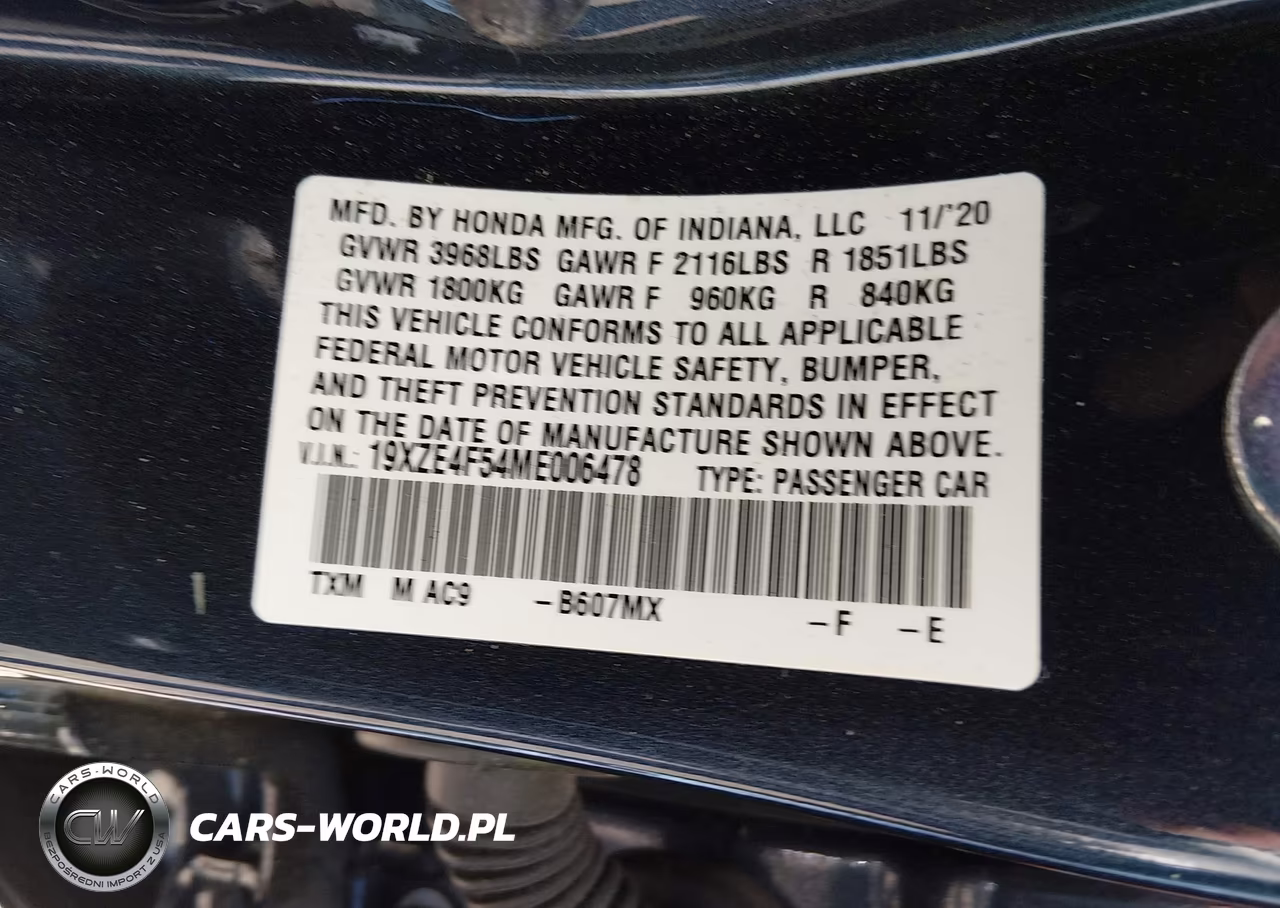 2021 Honda Insight Ex VIN:19XZE4F54ME006478 - 9