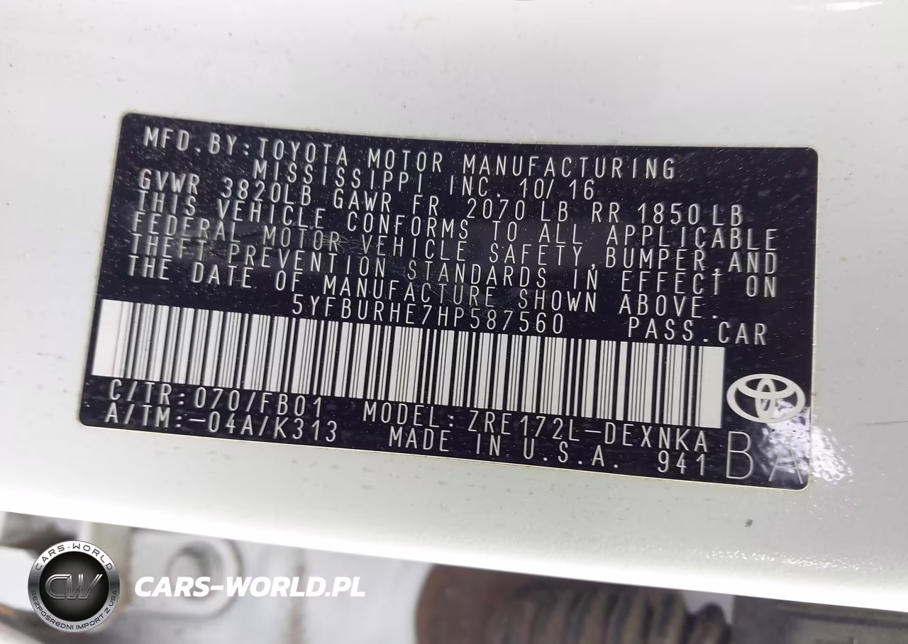 2017 Toyota Corolla Le VIN:5YFBURHE7HP587560 - 9
