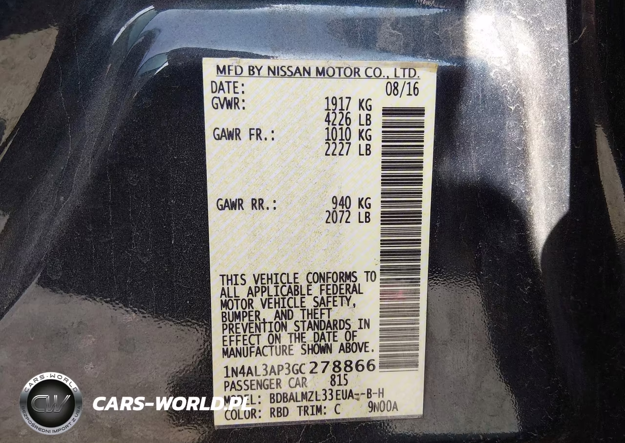 2016 Nissan Altima 2.5 Sv VIN:1N4AL3AP3GC278866 - 9