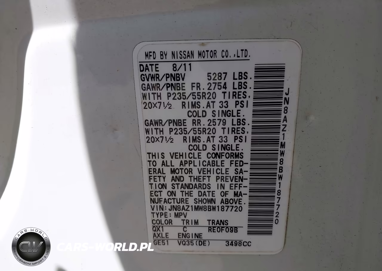 2011 Nissan Murano Le VIN:JN8AZ1MW8BW187720 - 9