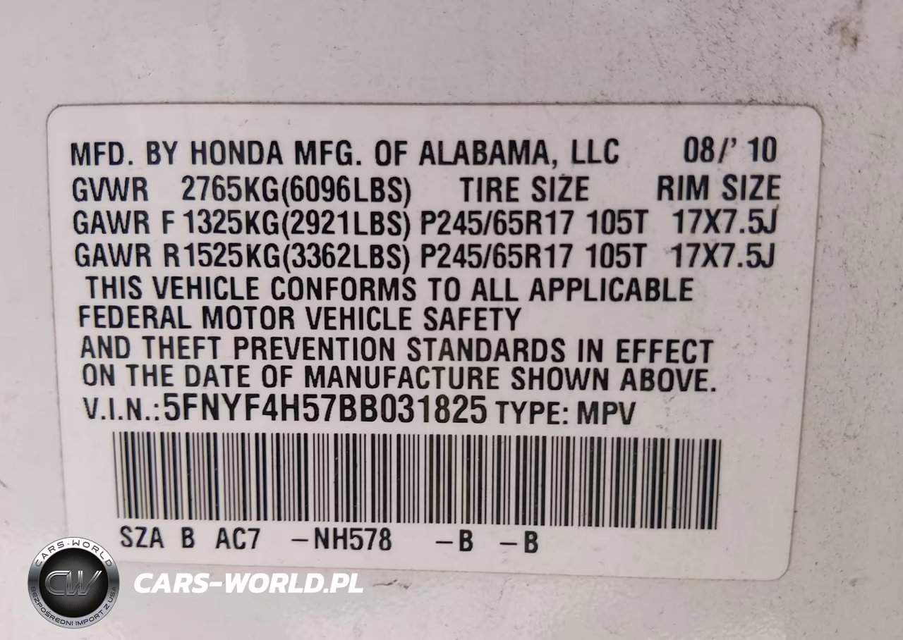 2011 Honda Pilot Ex-L VIN:5FNYF4H57BB031825 - 9