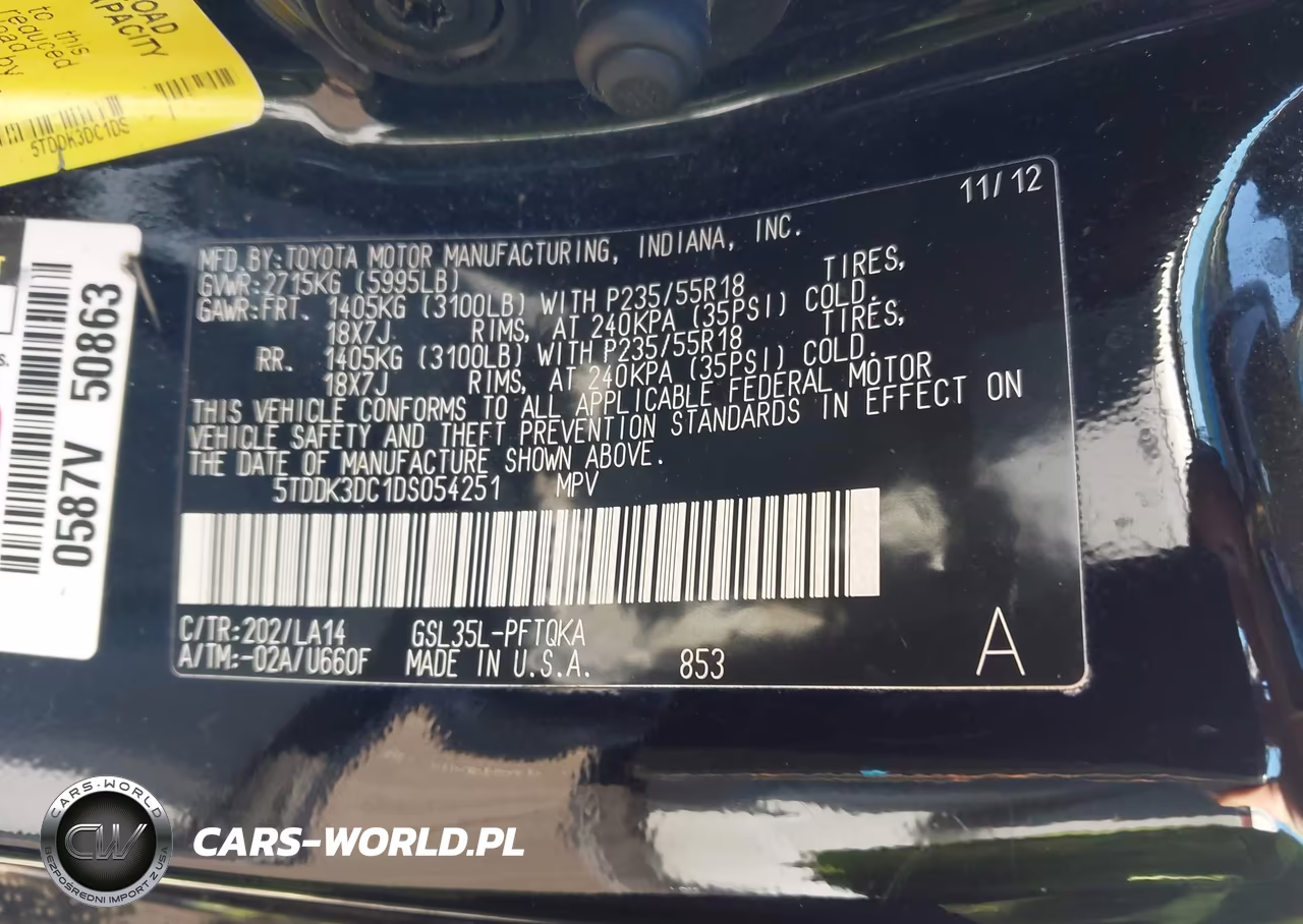2013 Toyota Sienna Limited 7 Passenger VIN:5TDDK3DC1DS054251 - 9
