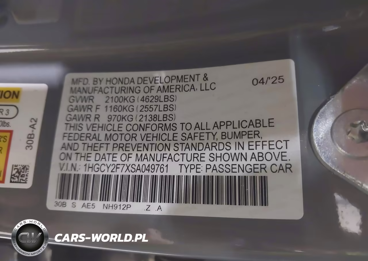 2025 Honda Accord Hybrid Sport-L VIN:1HGCY2F7XSA049761 - 9