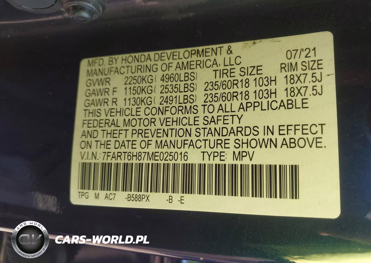 2021 Honda Cr-V Hybrid Ex-L VIN:7FART6H87ME025016 - 9