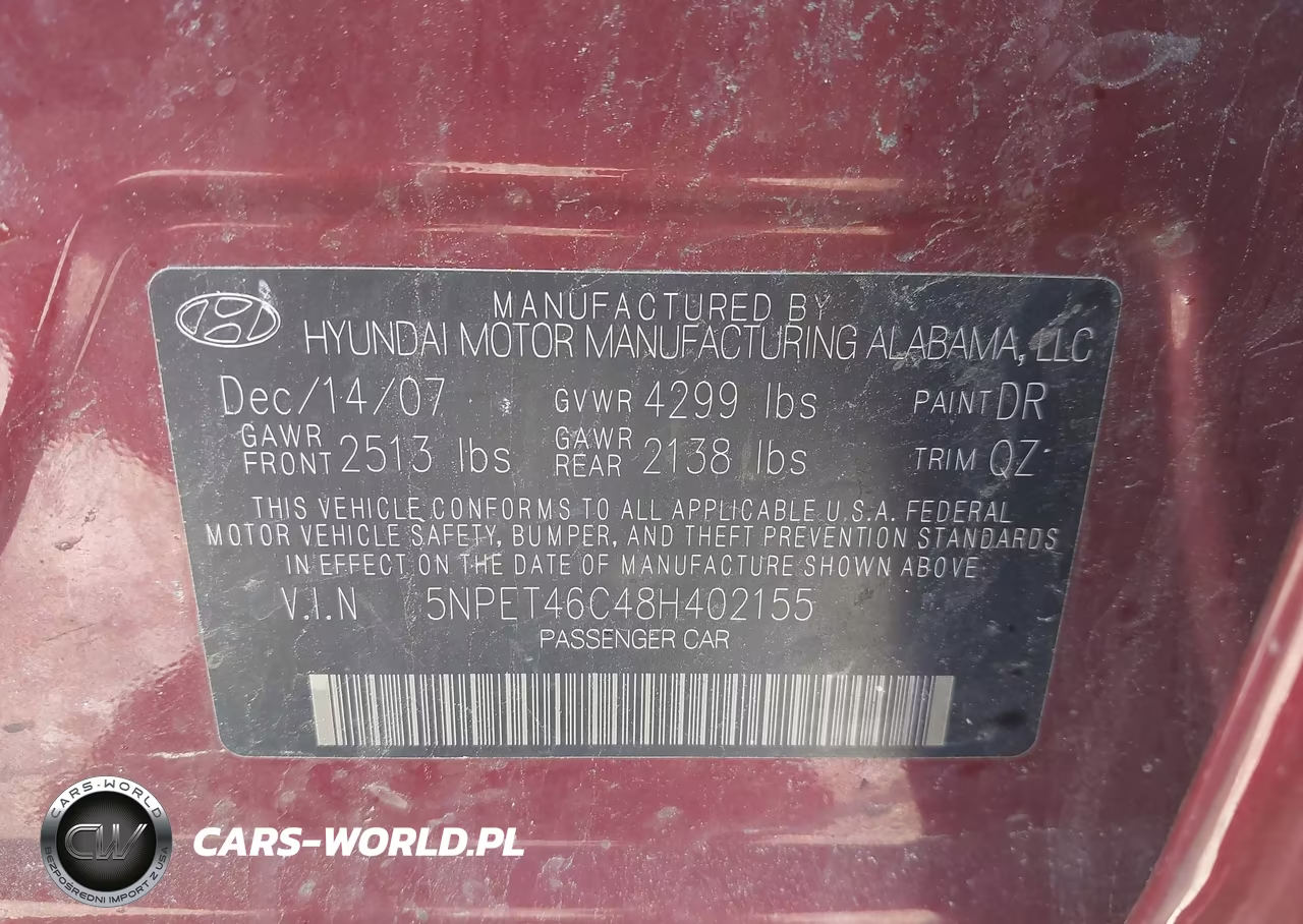 2008 Hyundai Sonata Gls VIN:5NPET46C48H402155 - 9