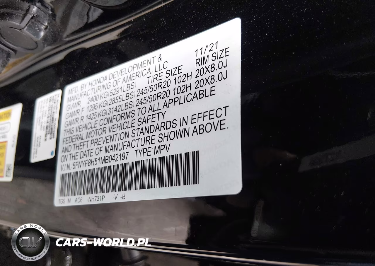 2021 Honda Passport Awd Ex-L VIN:5FNYF8H51MB042197 - 9