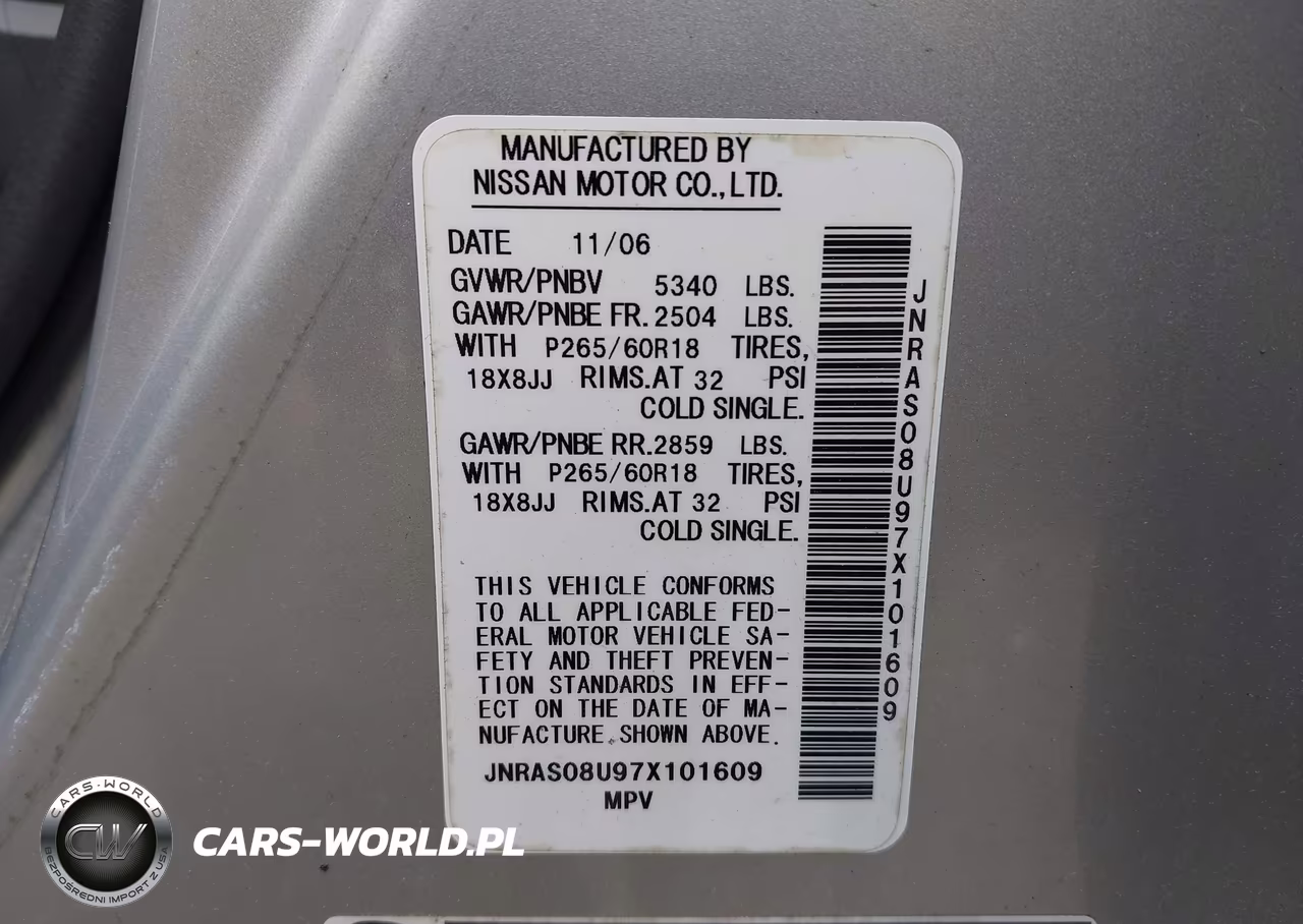 2007 Infiniti Fx35 VIN:JNRAS08U97X101609 - 9