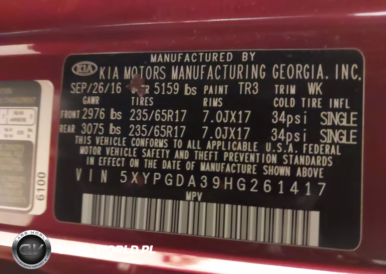 2017 Kia Sorento 2.4L Lx VIN:5XYPGDA39HG261417 - 9