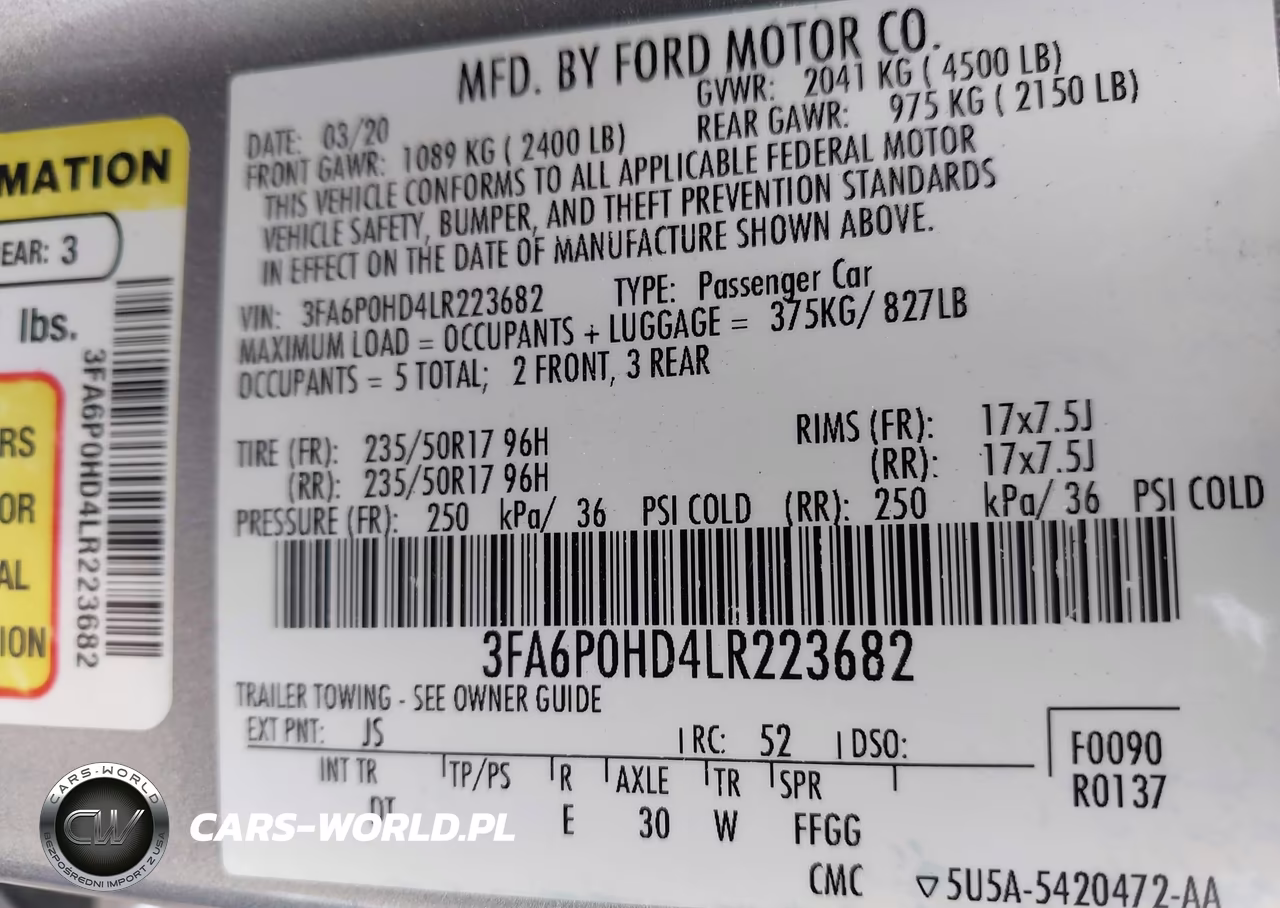 2020 Ford Fusion Se VIN:3FA6P0HD4LR223682 - 9