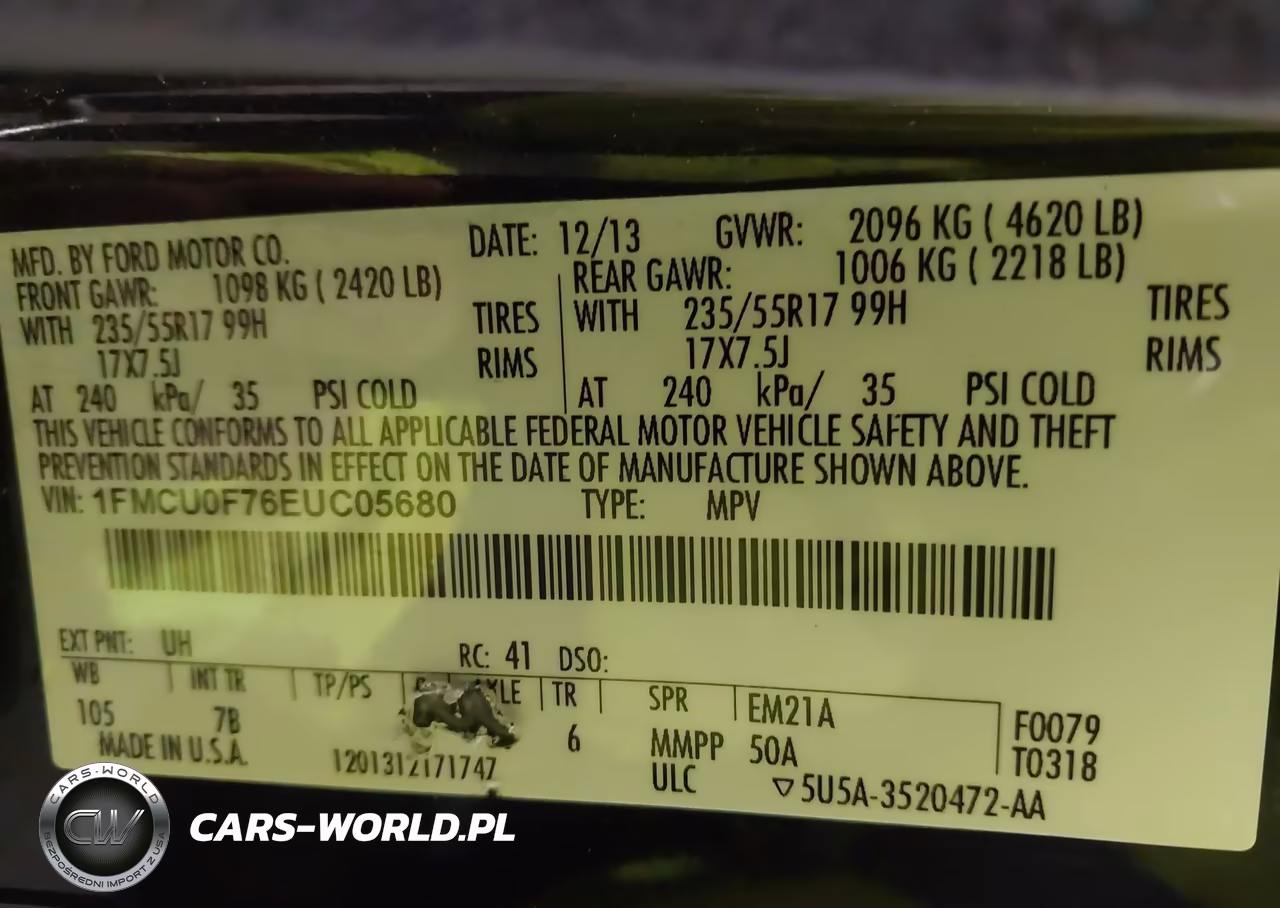 2014 Ford Escape S VIN:1FMCU0F76EUC05680 - 9